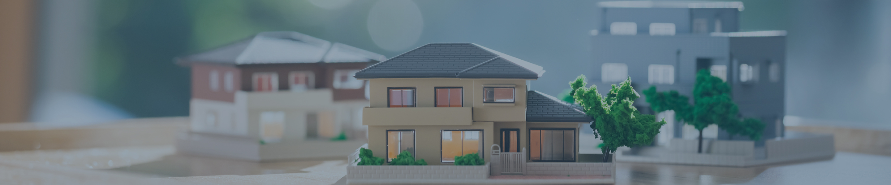 住宅が並ぶ模型風の写真