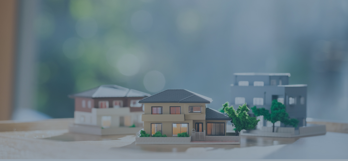 住宅が並ぶ模型風の写真